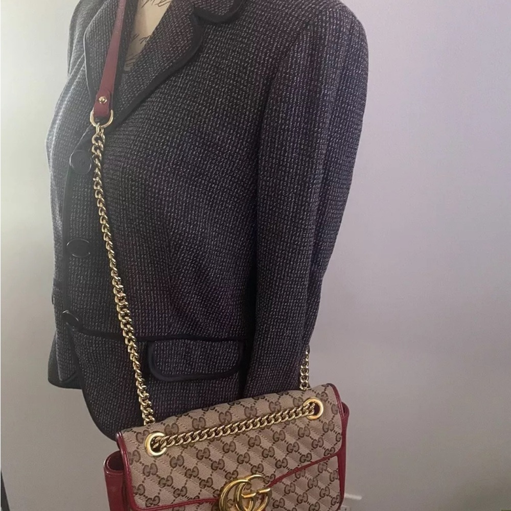Gucci GG Marmont Red Tan Crossbody Handbag With Dustbag authentic 💯